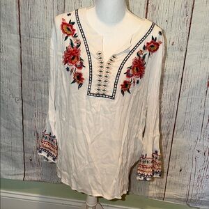 Embroidered White Boho Top